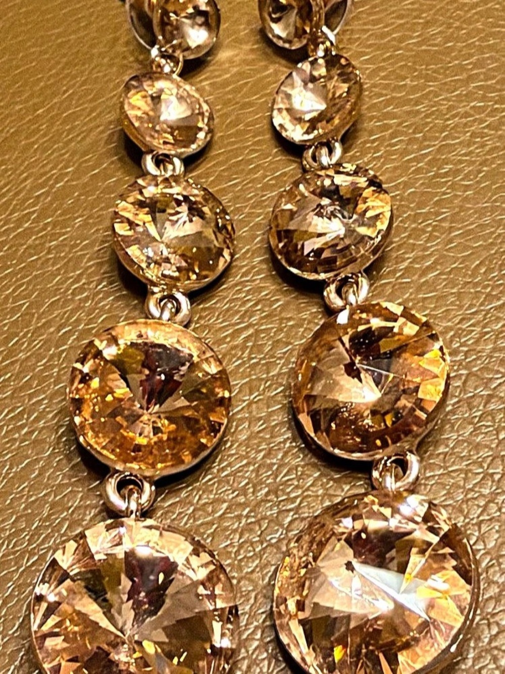 Gold-Tone Crystal Drop Earrings Like New